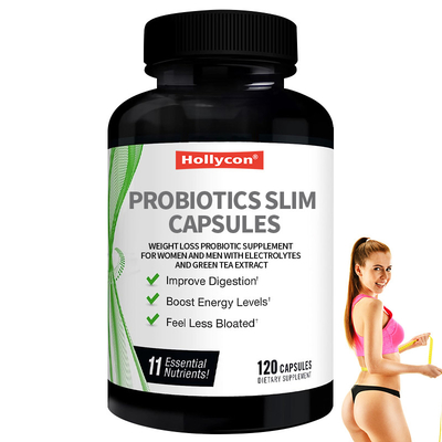 OEM Probióticos cápsulas delgadas pérdida de peso suplemento probiótico para mujeres y hombres con electrolitos y extracto de té verde