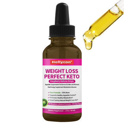Perdida de peso Perfecto Keto Cetonas de frambuesa Gotas supresoras del apetito Quemador de grasa para hombres y mujeres Suplemento energético dietético