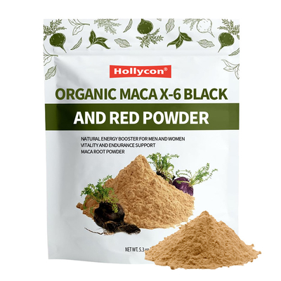 Maca orgánica X-6 en polvo negro y rojo potenciador de energía natural para hombres y mujeres