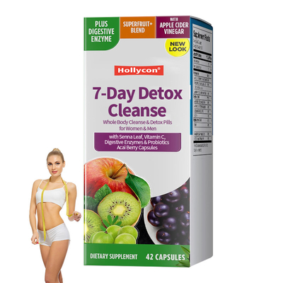 7 días de desintoxicación limpieza cápsulas con hoja de sena vitamina C enzimas digestivas probióticos cápsulas de bayas de acai