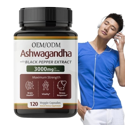 OEM cápsulas de ashwagandha orgánicas de fuerza extra 1000 mg suplemento de apoyo energético