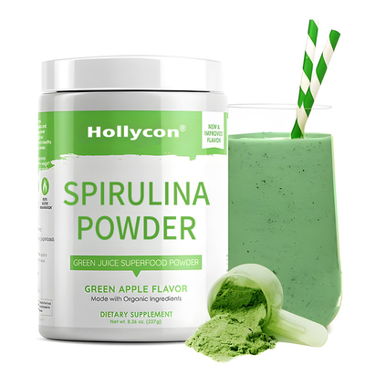 Jugo de espirulina verde Superfood en polvo Clorella orgánica Suplemento para adultos