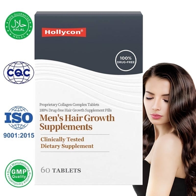 Suplementos de crecimiento de cabello personalizados para cabello más grueso y lleno con complejo de colágeno.