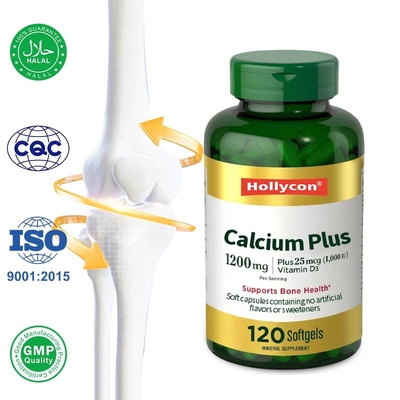 Etiqueta privada Calcio y vitamina D3 Softgels apoyan la salud ósea e inmune
