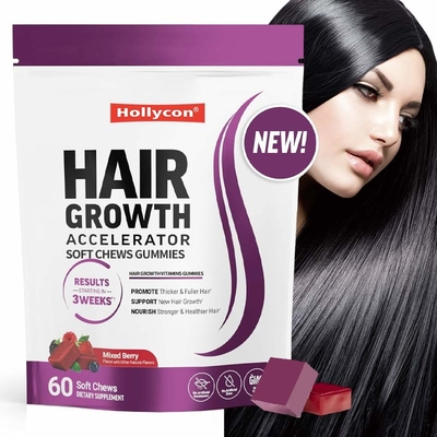 Acelerador de crecimiento del cabello masticación suave gomas para el crecimiento del cabello gomas para la fuerza del cabello