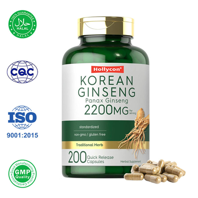 Las cápsulas de ginseng coreano aumentan la energía natural y la vitalidad