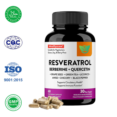 Suministrador Trans Resveratrol suplemento cápsulas mejora el bienestar general