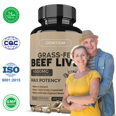 Capsulas de hígado de res secas alimentadas con hierba para hombres y mujeres