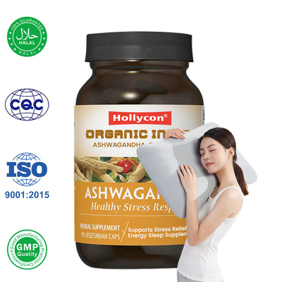 Las cápsulas de Ashwagandha de la India orgánica apoyan el alivio del estrés, la energía y el sueño