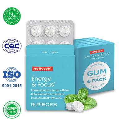 Suministrador Chicle de café L-teanina Vitamina B12 Aumenta el enfoque energético Aumento del cerebro