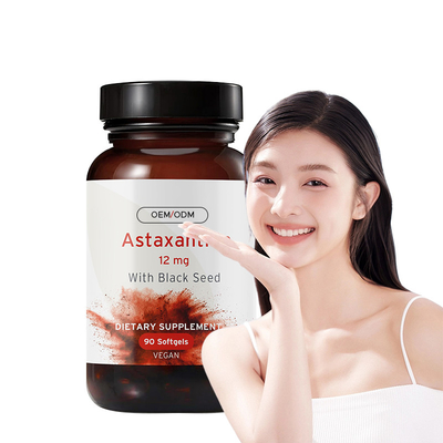 Astaxantina Softgels para la salud de la piel Astaxantina 12mg con semilla negra orgánica
