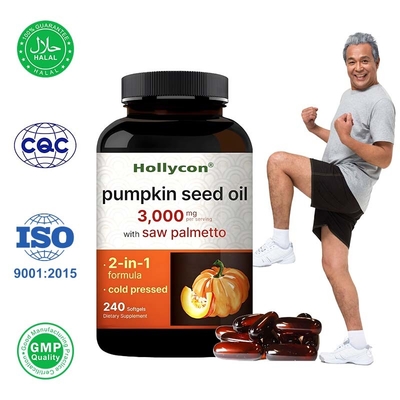 Aceite de semilla de calabaza virgen OEM con Saw Palmetto Softgels de aceite de semilla de calabaza