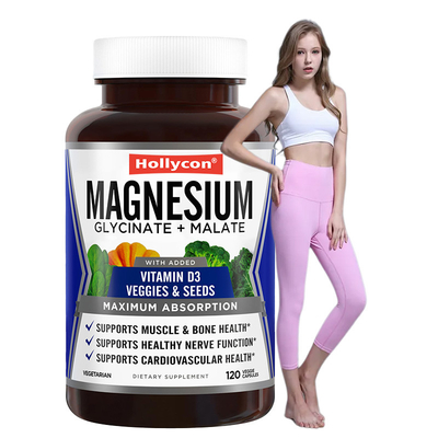OEM Glicinato de magnesio y cápsulas complejas de malato para la salud ósea Cápsulas de magnesio