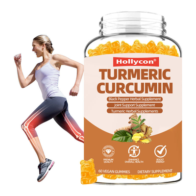 Las gomas de curcumina de cúrcuma con jengibre y pimienta negra apoyan la salud inmune, la piel sana y las articulaciones para mujeres, hombres y niños
