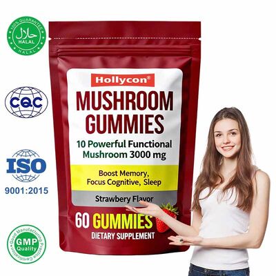 Elderberry Mushroom Gummies Suplemento vitamínico Antioxidante y apoyo digestivo 60 Count Gummy Candy