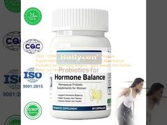 Suplementos probióticos para la menopausia fabricados en fábrica OEM / ODM para mujeres: 60 mil millones de UFC de probióticos Akkermansia para el equilibrio hormonal, sudores nocturnos, alivio de los sofocos, salud intestinal, fórmula personalizada
